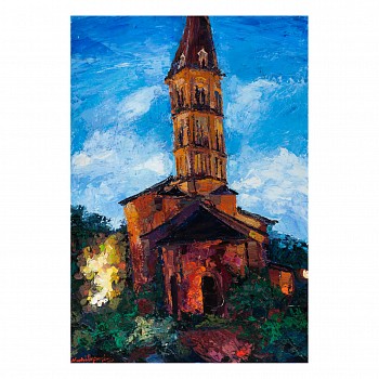 James Michalopoulos - L'Eglise sur la gauche 51 1/2 x 35 in. $17,777