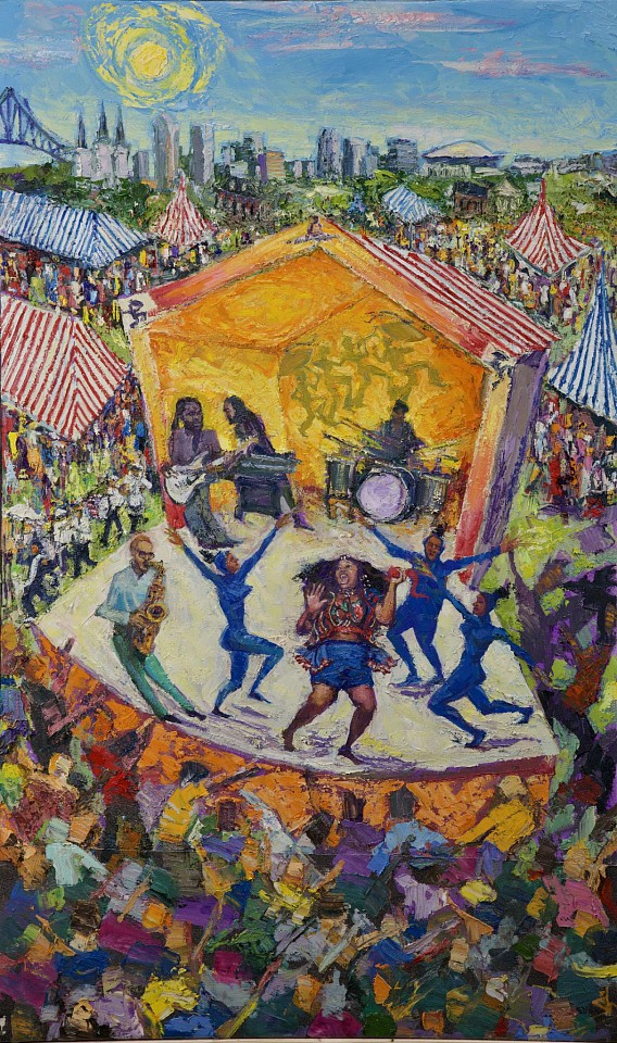 James Michalopoulos, And A Cast of Thousands - Jazz Fest 2025
59 x 36 in.
