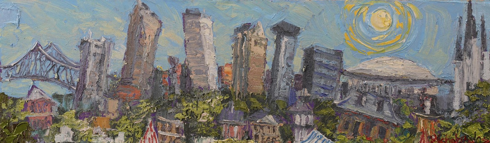James Michalopoulos, Top of Mind Top of Town - Jazz Fest 2025
Oil on Wood, 11 X 36 in.
$14,450